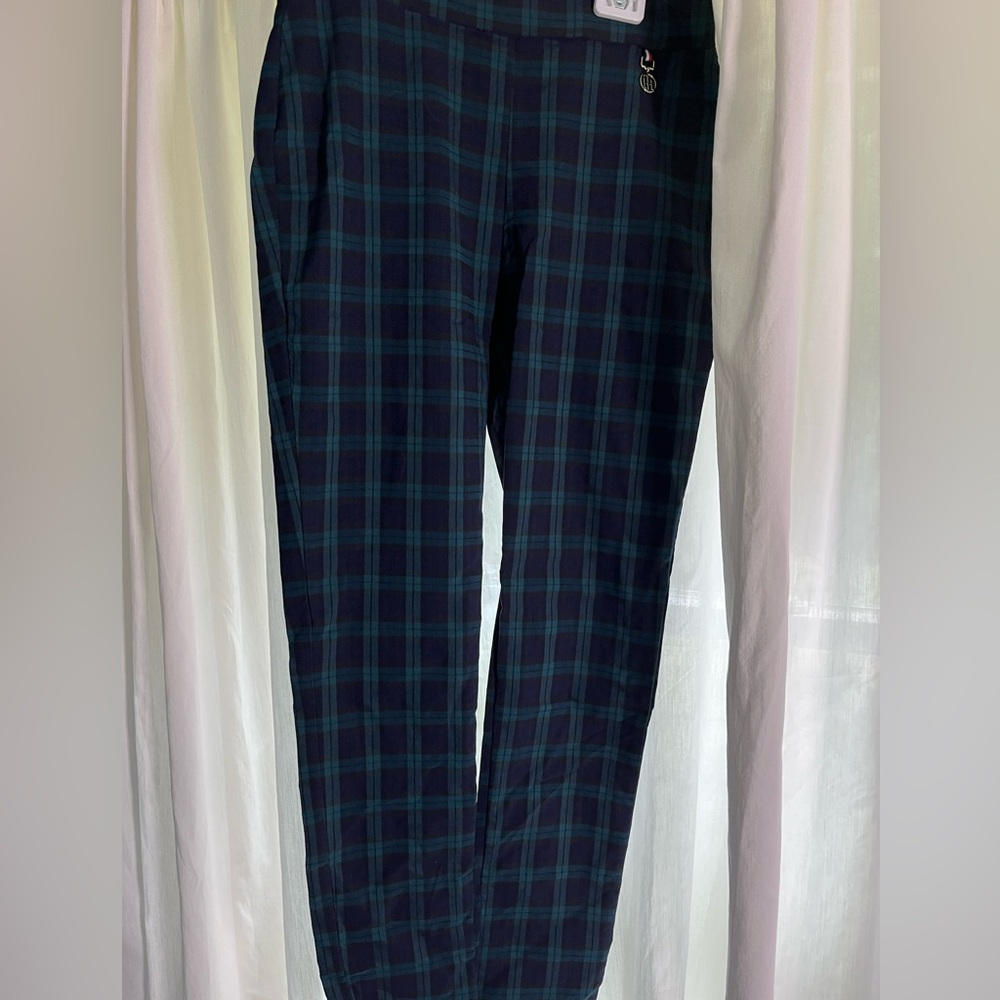 Tommy Hilfiger Women's Elastic Waist Plaid Pants Multicolor (Blue/Green) Size 6